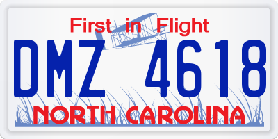 NC license plate DMZ4618