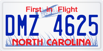 NC license plate DMZ4625