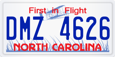 NC license plate DMZ4626