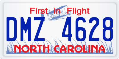 NC license plate DMZ4628
