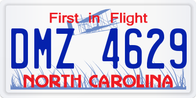 NC license plate DMZ4629