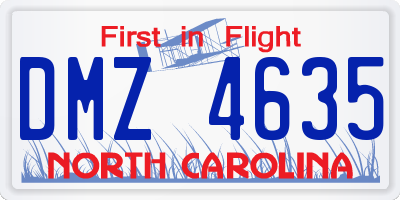NC license plate DMZ4635