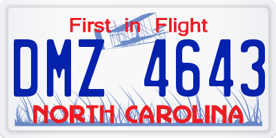 NC license plate DMZ4643