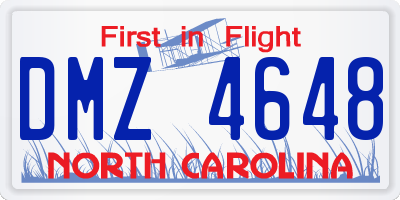 NC license plate DMZ4648