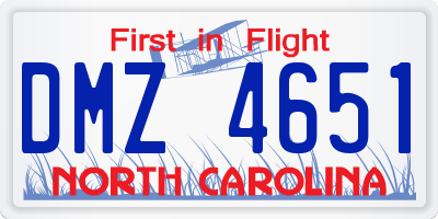 NC license plate DMZ4651