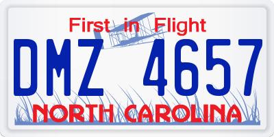 NC license plate DMZ4657