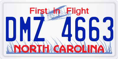 NC license plate DMZ4663