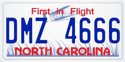 NC license plate DMZ4666