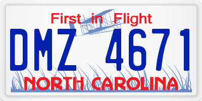 NC license plate DMZ4671