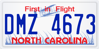 NC license plate DMZ4673