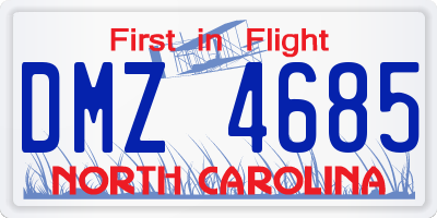 NC license plate DMZ4685