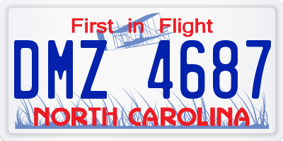 NC license plate DMZ4687