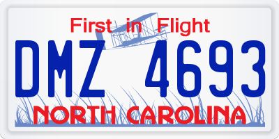 NC license plate DMZ4693