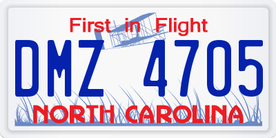 NC license plate DMZ4705