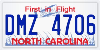 NC license plate DMZ4706