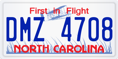 NC license plate DMZ4708