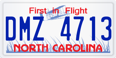 NC license plate DMZ4713