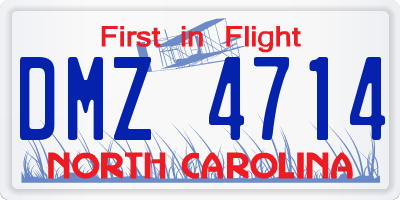 NC license plate DMZ4714