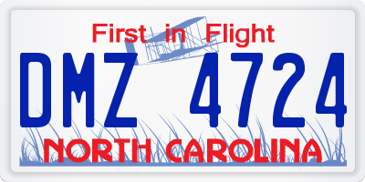 NC license plate DMZ4724
