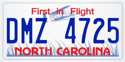 NC license plate DMZ4725