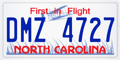 NC license plate DMZ4727