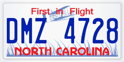 NC license plate DMZ4728