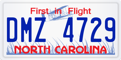 NC license plate DMZ4729