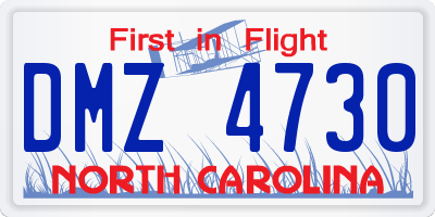 NC license plate DMZ4730