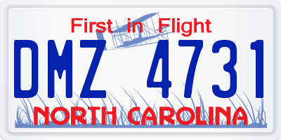 NC license plate DMZ4731