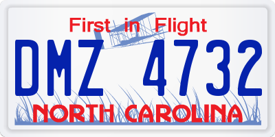 NC license plate DMZ4732