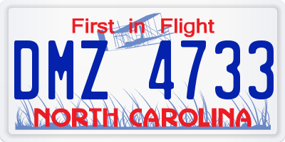 NC license plate DMZ4733