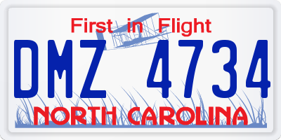 NC license plate DMZ4734