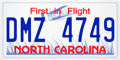 NC license plate DMZ4749