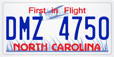 NC license plate DMZ4750