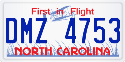 NC license plate DMZ4753