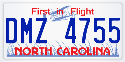 NC license plate DMZ4755