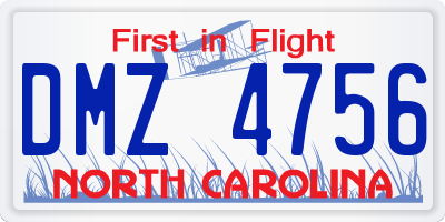 NC license plate DMZ4756