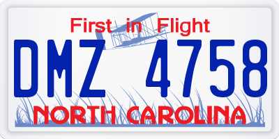 NC license plate DMZ4758