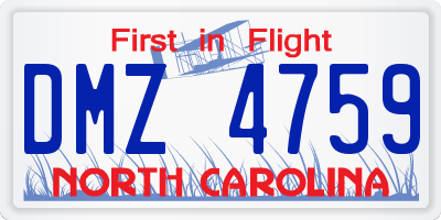 NC license plate DMZ4759