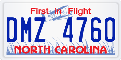 NC license plate DMZ4760