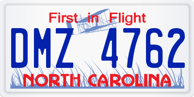 NC license plate DMZ4762