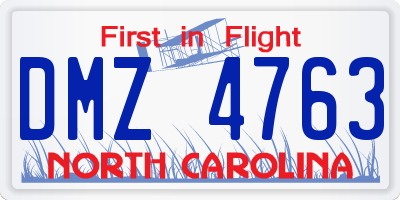 NC license plate DMZ4763