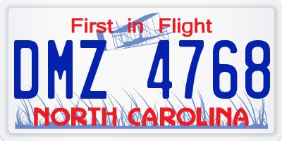 NC license plate DMZ4768