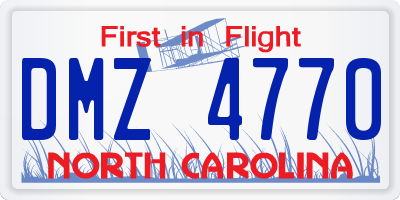 NC license plate DMZ4770