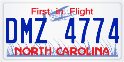 NC license plate DMZ4774