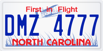 NC license plate DMZ4777
