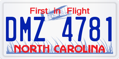 NC license plate DMZ4781