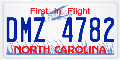 NC license plate DMZ4782