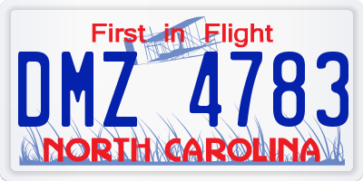 NC license plate DMZ4783