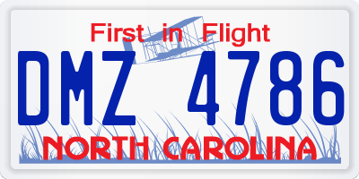 NC license plate DMZ4786